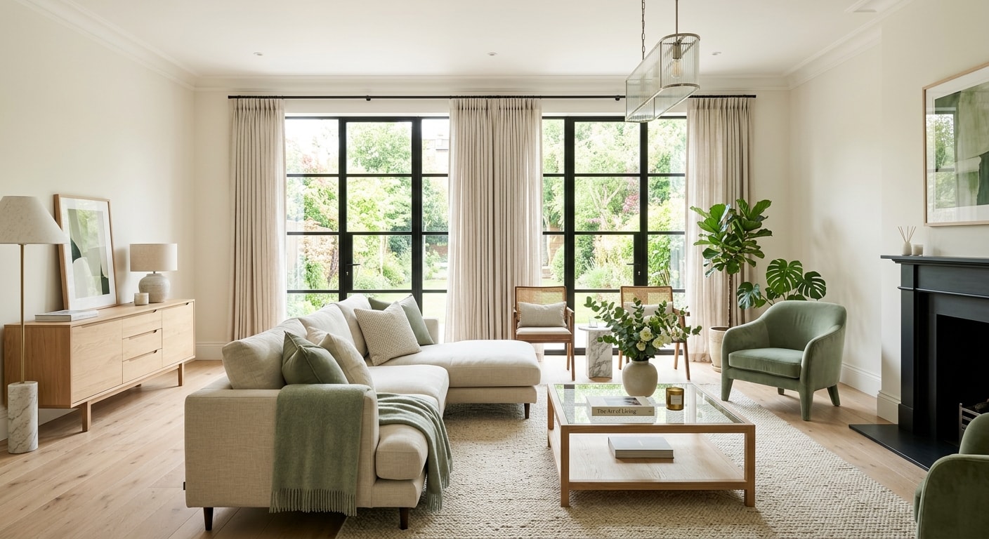 Luxurious modern interior design living room — the kind of space FLOWBRIQ helps designers create